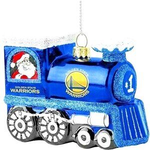 Golden State Warriors Blown Glass Ornament Glitter Santa &Roudolph Train Collect